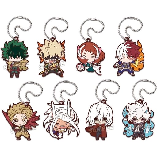 My Hero Academia Nitotan Hero VS Villain Rubber Mascot Complete Set of 8 by Takara Tomy Arts, Approx. 60 mm