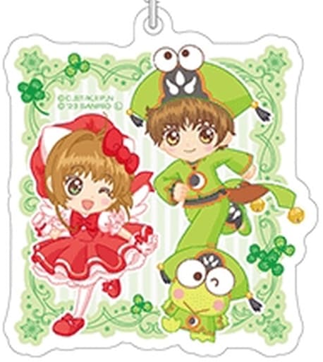 Sakura Kinomoto & Syaoran Li & Keroppi Acrylic Keychain - Cardcaptor Sakura × Sanrio Characters Flower ver. (Up Fields, Approx. 65 x 65 mm, Pre-owned)