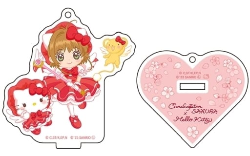 Sakura Kinomoto & Hello Kitty Acrylic Stand Keychain Flower ver. Cardcaptor Sakura × Sanrio Characters - Up Fields - Approx. 80 x 70 mm - Pre-owned