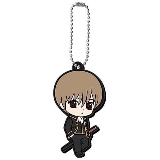 Sougo Okita Gintama Capsule Rubber Mascot Keychain with Ball Chain, Length Approx. 6.2 cm, Bandai