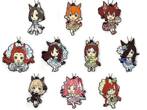 Umamusume Pretty Derby Vol.6 Ichiban Kuji H Prize Rubber Mascots - Full Set of 10 (Bandai Spirits, ~50mm, Pre-owned)