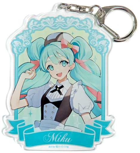 Hatsune Miku Big Acrylic Keychain - VOCALOID TREE VILLAGE CAFE Cafe Design (Approx. 71 x 90 mm) - Mazuru - Pre-owned