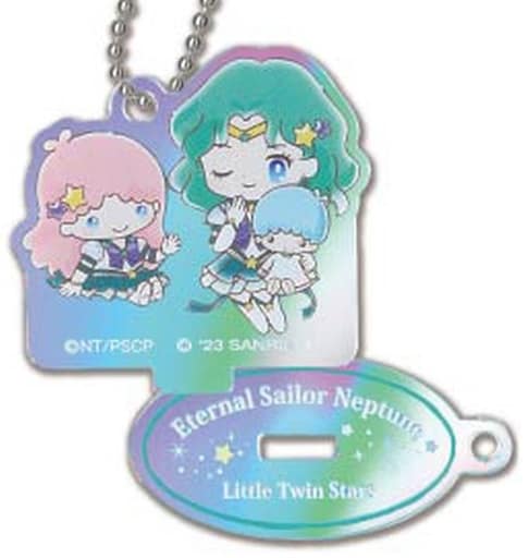 Sailor Neptune × Little Twin Stars Movie Sailor Moon Cosmos Sanrio Characters Stand Mini Acrylic Keychain Aurora Type - Hase-Pro / Bandai (Approx. 43 x 58 x 3 mm) Pre-owned