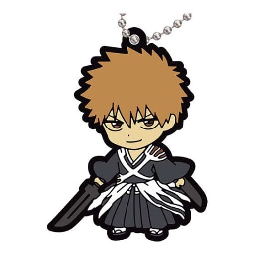Ichigo Kurosaki BLEACH: Thousand-Year Blood War Capsule Rubber Mascot 2 Keychain with Ball Chain by Bandai