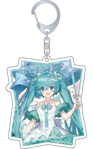 Hatsune Miku Acrylic Keychain - 16th Birthday VOCALOID Anniversary (Approx. 8 x 7.5 cm) Movic, Pre-owned