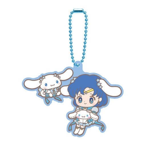 Eternal Sailor Mercury × Cinnamoroll Rubber Mascot Keychain - Sailor Moon Movie Cosmos × Sanrio Characters Gashapon (Approx. 5.5 cm, Bandai)