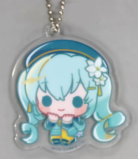 Hatsune Miku Lily Deformed Acrylic Keychain - Minna no Kuji Memorial Collection E Prize (FuRyu, Length Approx. 70 mm)