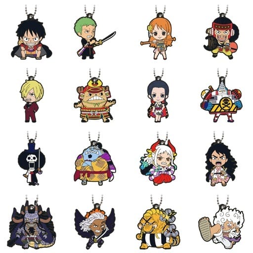 One Piece Capsule Rubber Mascot Complete 16-Piece Set - Wano Country Finale (Ball Chain) by Bandai