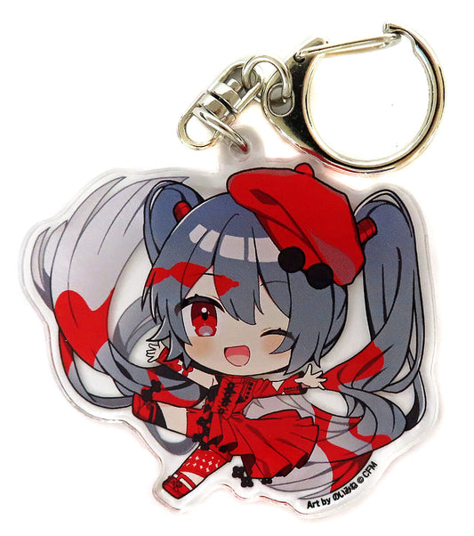 Hatsune Miku Acrylic Keychain - VOCALOID ART OF Hatsune Miku Trading Acrylic Keyholder (Right Eye Open, Right Arm Raised) Approx. 6 x 6 cm - Juice - Pre-owned