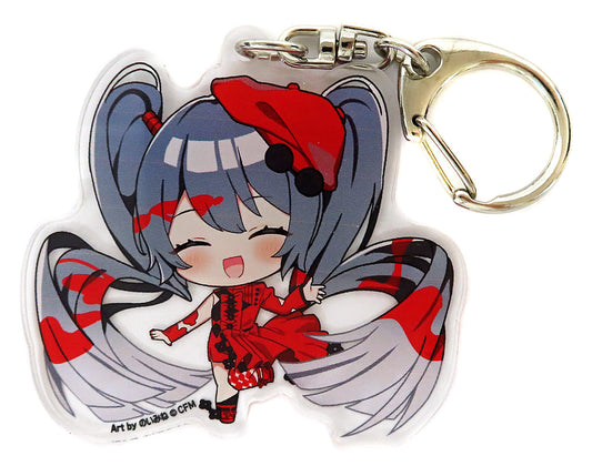 Hatsune Miku (Both Eyes Closed) Trading Acrylic Keychain - VOCALOID ART OF Hatsune Miku - Juice - Approx. 6 x 6 cm (Pre-owned)