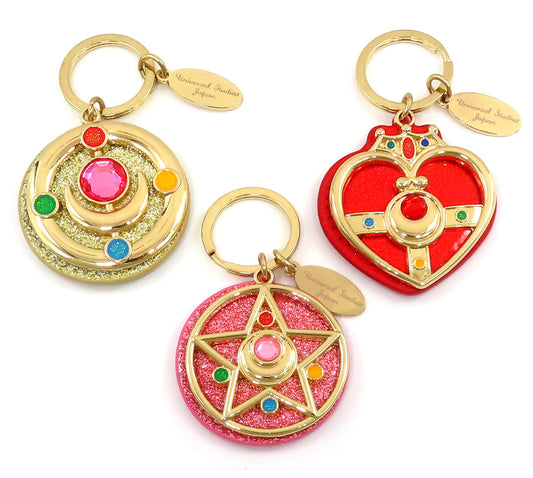 Sailor Moon Metal Keychain Set (3-Piece) - The Miracle 4-D Moon Palace Deluxe USJ 2022 Limited (Metal Brooch & Compact)