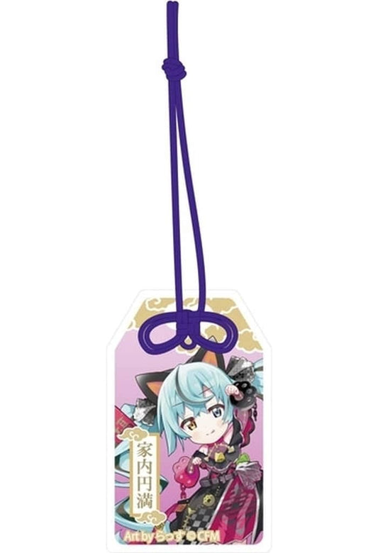 Hatsune Miku Black Cat Lucky Amulet Acrylic Keychain - VOCALOID x Piapro Characters Art by Rassu - KADOKAWA - Height Approx. 80 mm (Pre-owned)