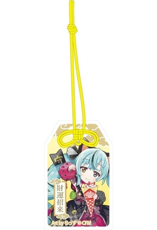 Hatsune Miku Acrylic Key Holder - Black Cat Sitting (Right Paw Raised, Crepe motif) - VOCALOID KADOKAWA Height Approx. 80 mm (Pre-owned)