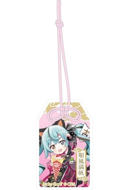 Hatsune Miku Black Cat Acrylic Keyholder - Amulet Style (Standing, Left Paw Raised, Crepe) Art by Rassu - KADOKAWA Height Approx. 80 mm Pre-owned