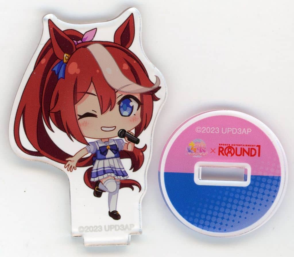Tokai Teio Chibi Trading Acrylic Stand - Umamusume Pretty Derby Season 3 × ROUND1 Collaboration - 7×4 cm Pre-owned (Alma Bianca)