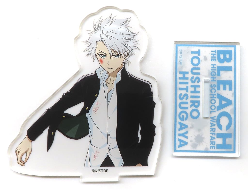 Toshiro Hitsugaya Acrylic Stand - BLEACH × Yokohama Landmark Tower "THE HIGH SCHOOL WARFARE" Cafe Fan Base - Approx. 100 mm (Pre-owned)