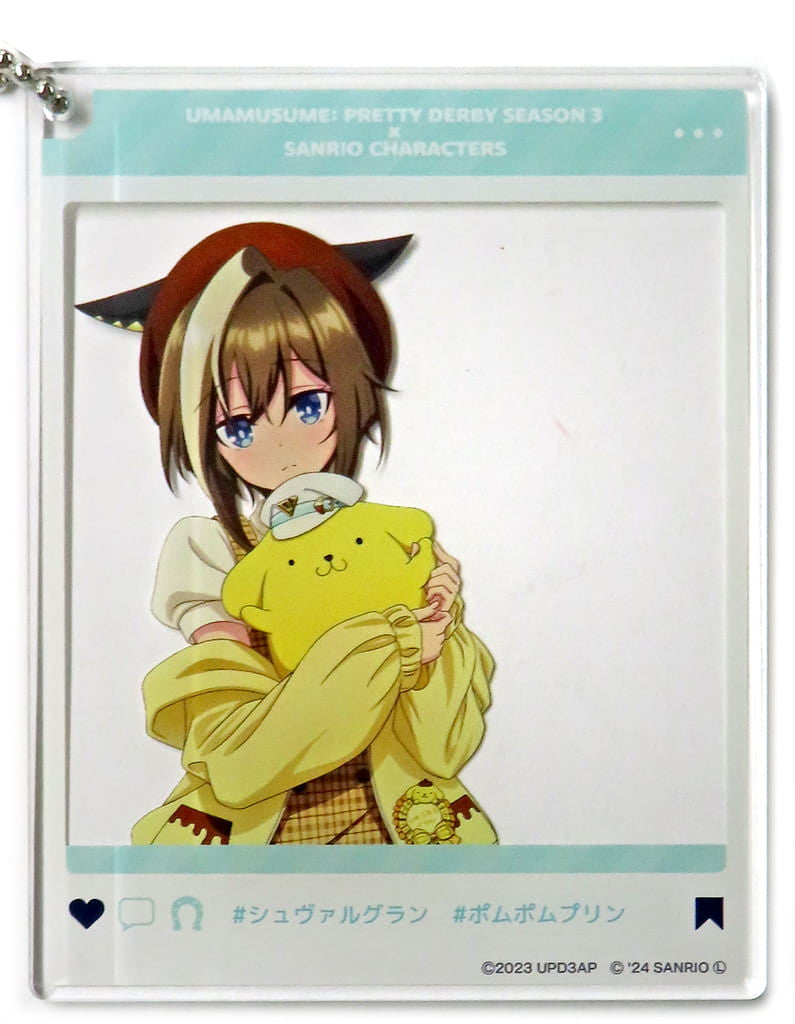 Cheval Grand × Pompompurin Acrylic Keychain - Umamusume: Pretty Derby Season 3 × Sanrio Characters PremiumShop (Up Fields, Approx. 100×80mm, Pre-owned)