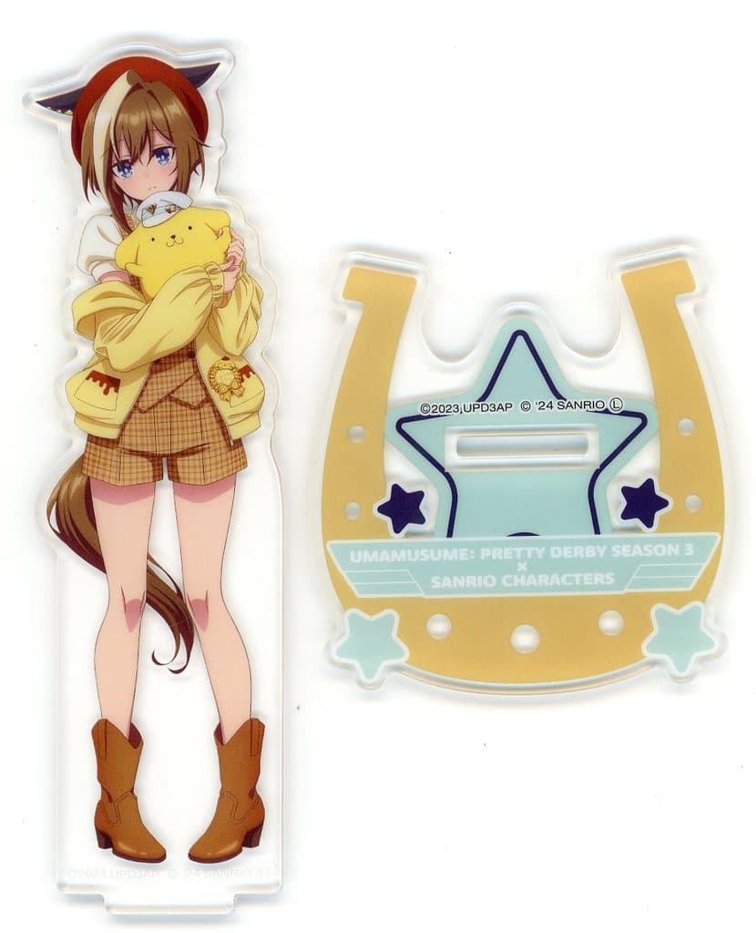 Cheval Grand × Pompompurin Acrylic Stand - Umamusume Pretty Derby Season 3 × Sanrio Characters PremiumShop (Up Fields, Approx. 150mm, Pre-owned)