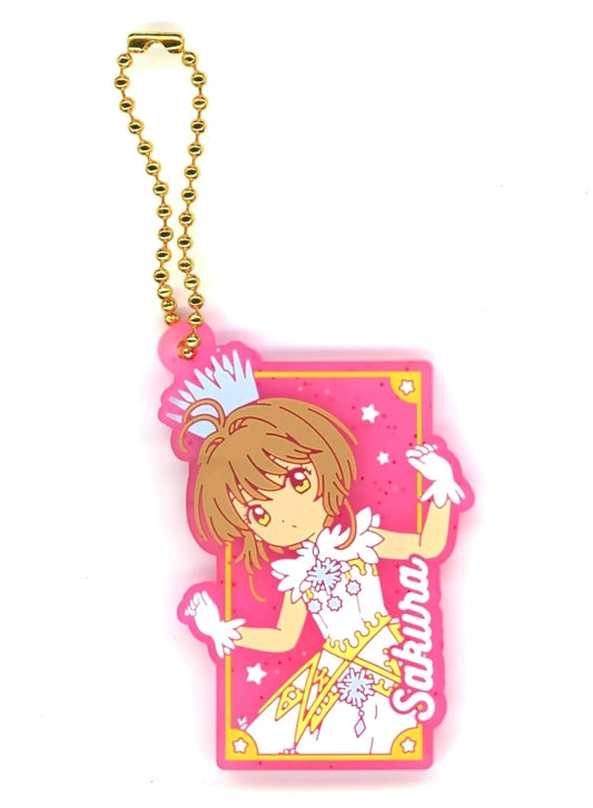 Sakura B Rubber Ball Chain Keychain - Cardcaptor Sakura: Clear Card Arc - Ultra New Planning - Length Approx. 5 cm (Pre-owned)