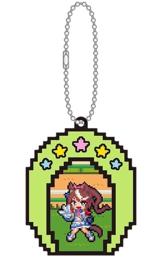 Tokai Teio Rubber Keychain - Umamusume Pretty Derby 'Nekketsu Hachamecha Daikanshasai!' Dot Character PVC Key Holder (Approx 7×5.6 cm) - Movic, Pre-owned