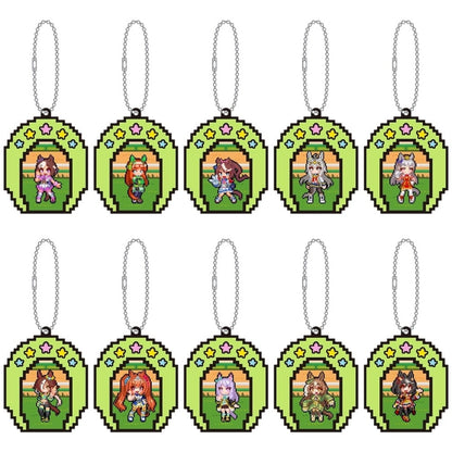 Umamusume Pretty Derby Rubber Keychain Collection - Nekketu Hachamecha Daikanshasai! Full 10-Piece Set (PVC, ~7×5.6cm, Movic, Pre-owned)