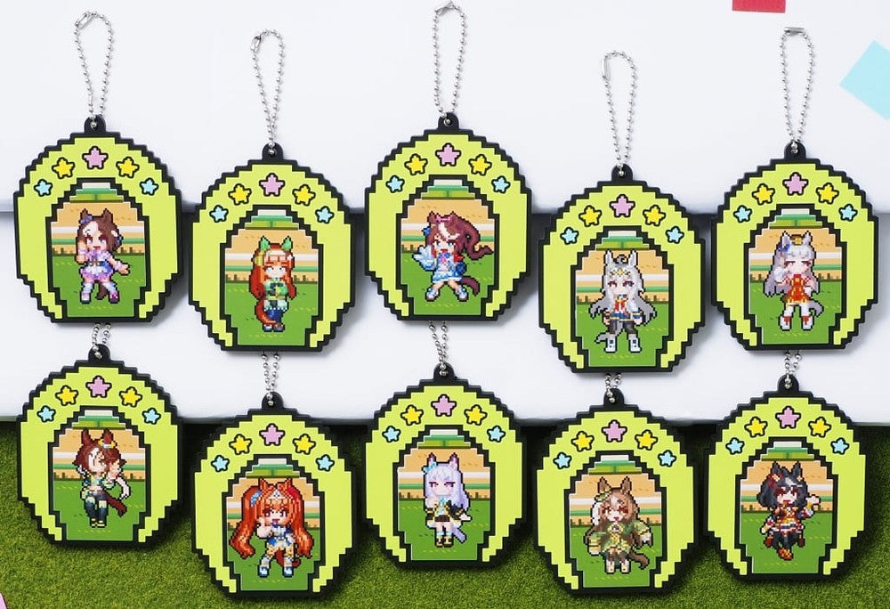 Umamusume Pretty Derby Rubber Keychain Collection - Nekketu Hachamecha Daikanshasai! Full 10-Piece Set (PVC, ~7×5.6cm, Movic, Pre-owned)