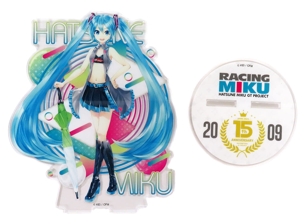 Racing Miku Acrylic Stand - Hatsune Miku GT Project 15th Anniversary Lottery A Prize (2009, Juurokuhoui) - Approx. 186x150mm