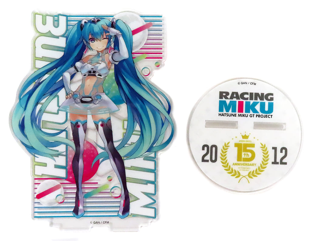 Hatsune Miku Racing ver. Acrylic Stand - Hatsune Miku GT PROJECT 15th ANNIVERSARY! Lottery A Prize (2012) - Juurokuhoui - 186×150mm with 80mm Base