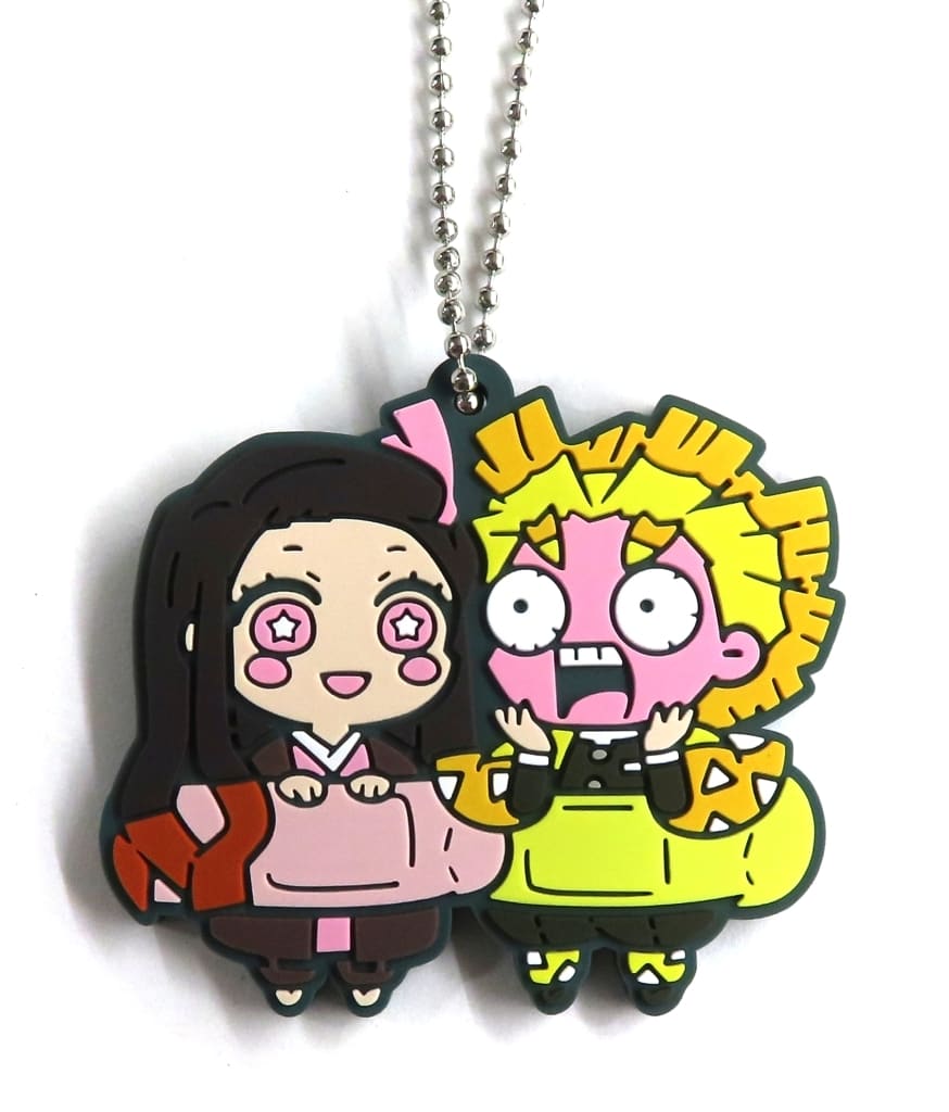 Nezuko Kamado and Zenitsu Agatsuma Rubber Mascot Keychain from Demon Slayer: Kimetsu no Yaiba Character Banchoukou Vol. 12