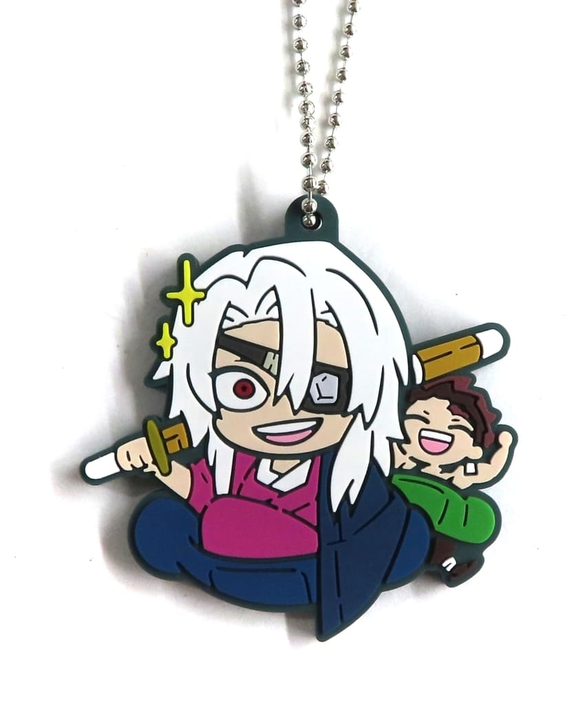 Tengen Uzui & Tanjiro Kamado Rubber Mascot Keychain from Demon Slayer: Kimetsu no Yaiba, Length Approx. 54 mm, Stand Stones
