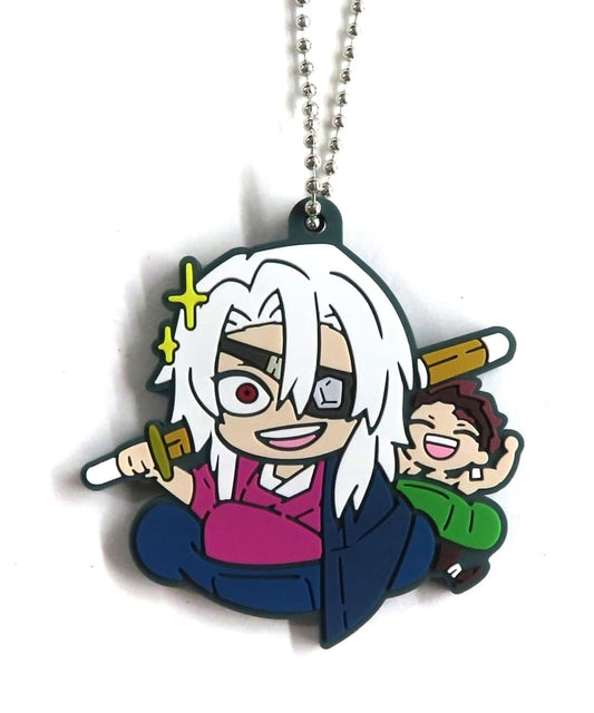 Tengen Uzui & Tanjiro Kamado Rubber Mascot Keychain from Demon Slayer: Kimetsu no Yaiba, Length Approx. 54 mm, Stand Stones