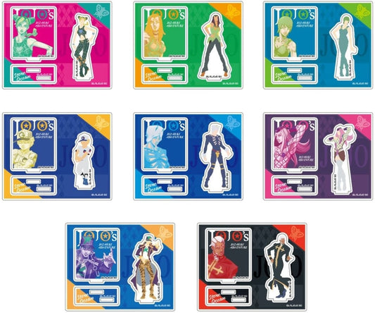 JoJo's Bizarre Adventure Part 6: Stone Ocean Acrylic Stand Collection - Complete 8-Piece Set (Hase-Pro / Bandai, Pre-owned)