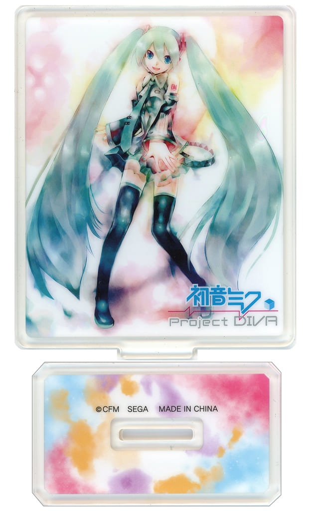 Hatsune Miku (Project DIVA 15th Ver.) Acrylic Stand with Base (EX) - SEGA Arcade Prize, 10cm, Pre-owned