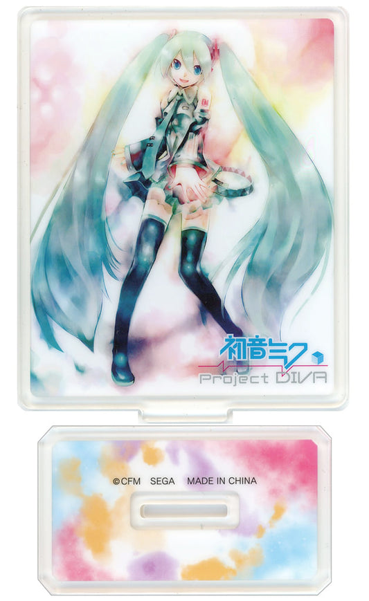 Hatsune Miku (Project DIVA 15th Ver.) Acrylic Stand with Base (EX) - SEGA Arcade Prize, 10cm, Pre-owned