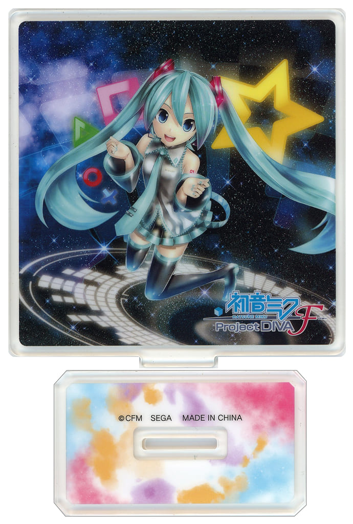 Hatsune Miku (F) Acrylic Stand with Base — Hatsune Miku: Project DIVA 15th Ver. (SEGA) — 10cm, Used Arcade Prize