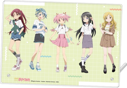 Puella Magi Madoka Magica Group Acrylic Art Panel - T-Shirt Design - Movic - Approx. 20 x 14 cm (Pre-owned)