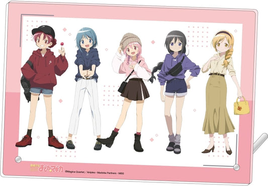 Puella Magi Madoka Magica Acrylic Art Panel - Group Parka Illustration - Approx. 20 x 14 cm (Pre-owned, Movic)
