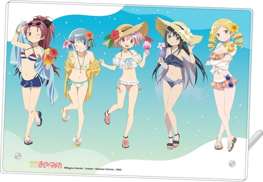 Puella Magi Madoka Magica Acrylic Art Panel - Swimsuit Ensemble - Movic - Approx. 20 x 14 cm (Pre-owned)
