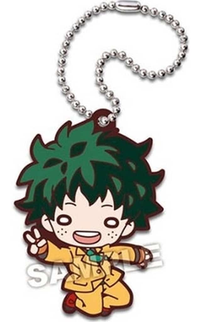 Izuku Midoriya Nitotan Party Time Rubber Mascot Keychain from My Hero Academia by Takara Tomy Arts, Approx. 60 mm