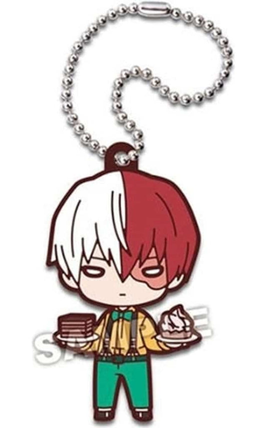 Shoto Todoroki Nitotan Party Time Rubber Mascot Keychain from My Hero Academia by Takara Tomy Arts, Approx. 60 mm