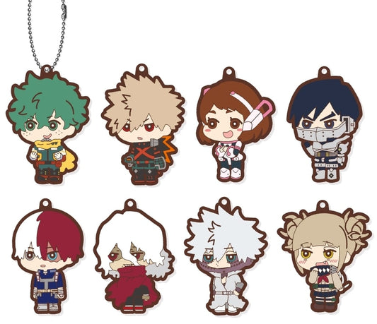 My Hero Academia Mofumofu Rubber Keychain Mascot Complete 8-Item Set by Xebec, Pre-Owned