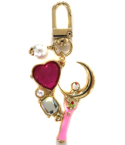 Sailor Moon Moon Stick Bag Charm - Toei Animation Lawson Exclusive Metal & Glass Charm Length Approx. 8.5 cm (Pre-owned)