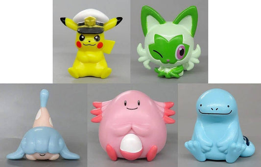 Rising Volteckers Pokémon Figure Collection Full 5-Figure Set - Captain Pikachu, Sprigatito, Hatenna, Chansey, Quagsire (Bandai, ~3cm, Used)