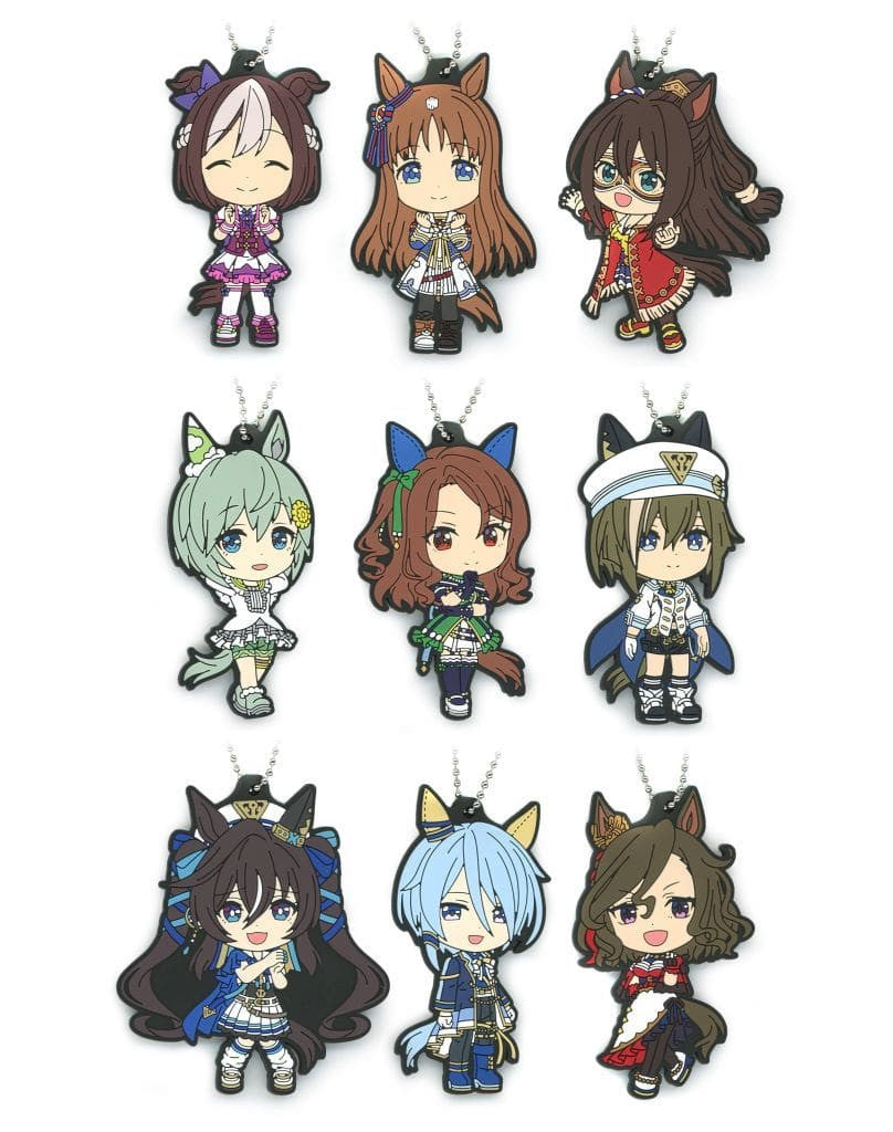Umamusume Pretty Derby Rubber Charm Set - Ichiban Kuji 10th Edition I Prize - Full 9-Piece Set (Bandai Spirits, Used, ~7cm)