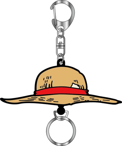 Monkey D. Luffy Hat-Shaped Rubber Reel Keychain from One Piece by Movic, 4.5 cm
