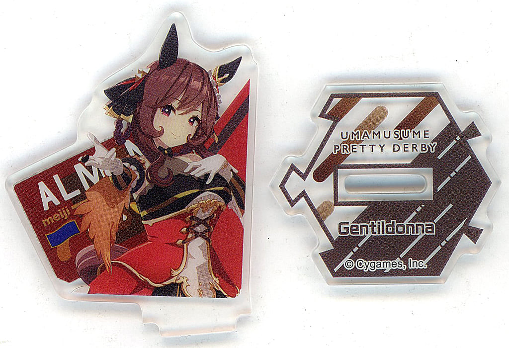 Gentildonna (Up) Original Mini Acrylic Stand — Umamusume Pretty Derby Meiji Almond Chocolate Famima Exclusive (Single, Pre-owned)