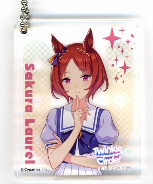 Sakura Laurel Trading Acrylic Plate Keychain - Umamusume: Pretty Derby Twinkle Circle! CoLotta Animate Cafe Makuhari Messe (Approx. 5.6×7×8 cm)