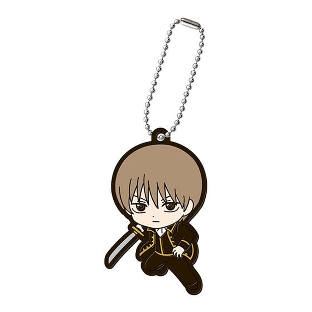 Sougo Okita Gintama Capsule Rubber Mascot 02 Keychain by Bandai, Approx. 6 cm, Pre-Owned