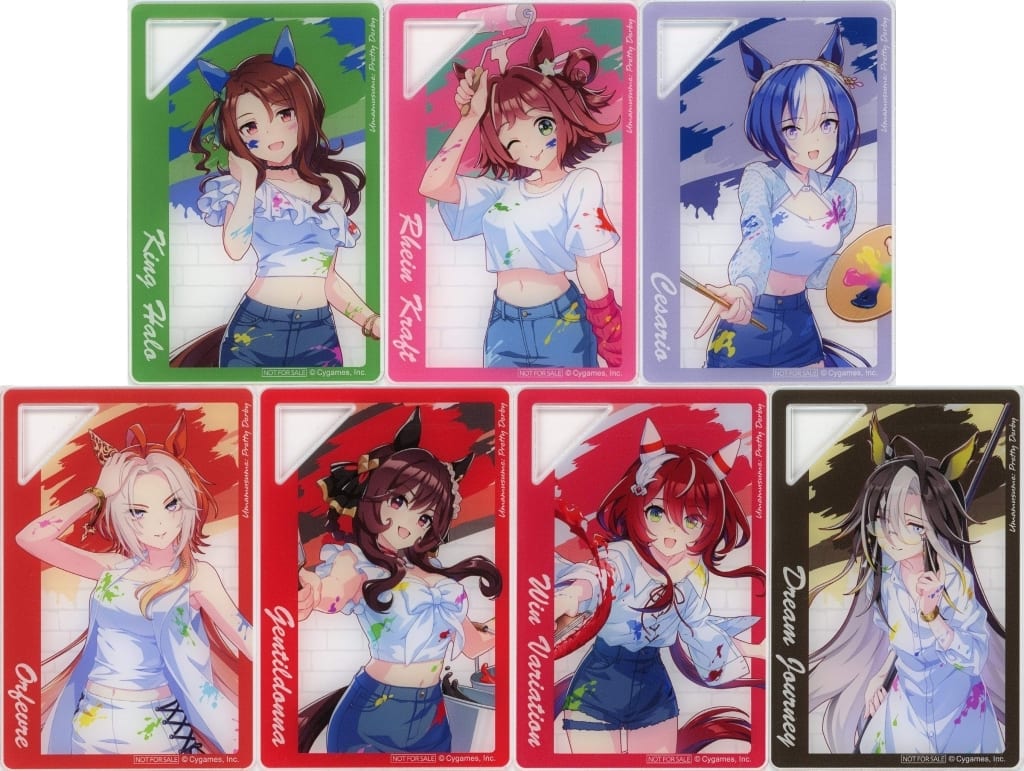 Umamusume Pretty Derby NAMCO Promotion Third Mini Acrylic Plate — Painter Style Full 7-Piece Set (Approx. 80×55mm)