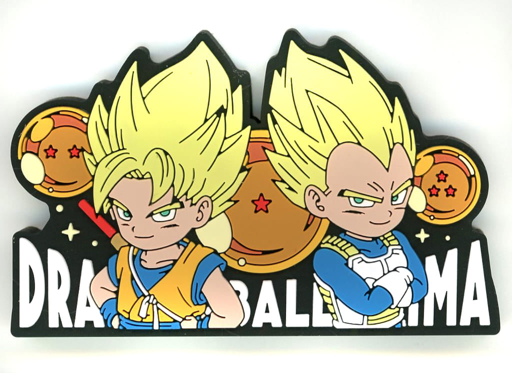 Super Saiyan 2 Goku (Mini) & Super Saiyan 2 Vegeta (Mini) Logo Stand Rubber Collection G Prize - Dragon Ball DAIMA